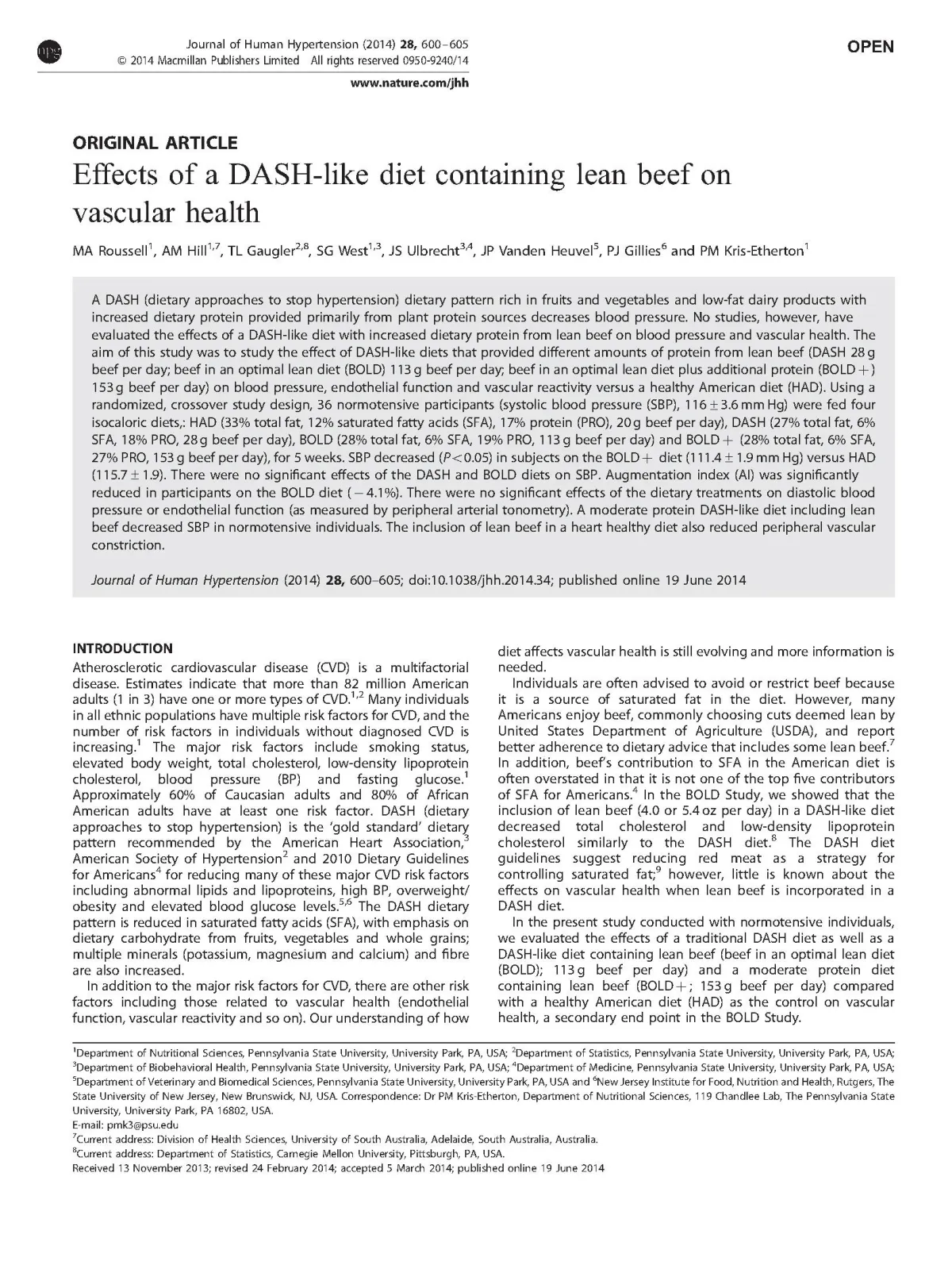 Effects of a DASH-like diet