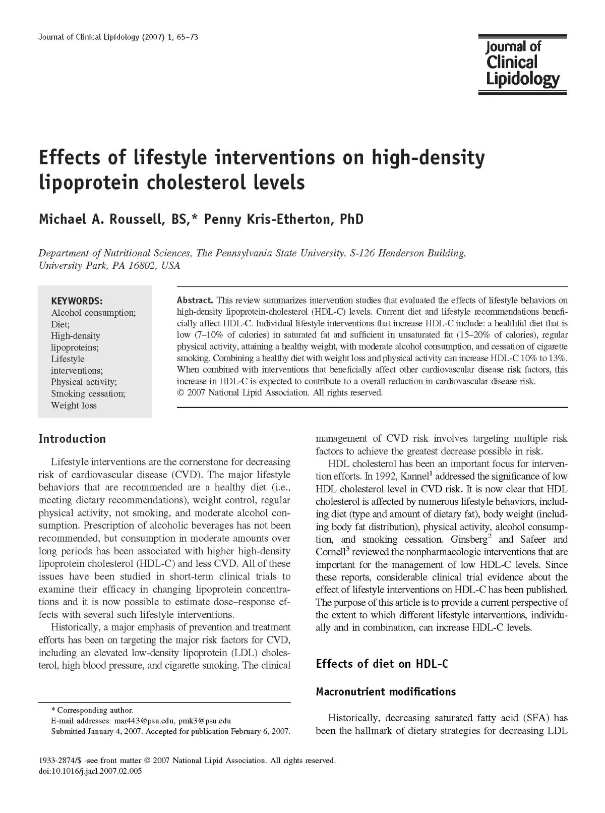 Effects of lifestyle interventions